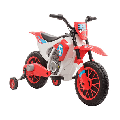 Kids Electric Motorcycle Child Motorcycle 12V Kids Vehicle Electric Vehicle with 2 Removable Training Wheels for Kids 3 Years and Up PP Metal Red+White 106.5 x 51.5 x 68 cm