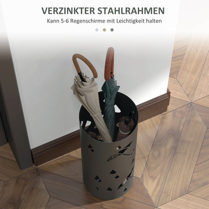 Umbrella Stand Umbrella Holder with 4 Hooks and Removable Drip Tray Umbrella Holder for Walking Sticks & Umbrellas Steel Ø17 x 41 cm Dark Gray