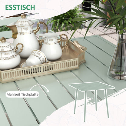 5-Piece Patio Dining Set, Garden Furniture Set with 1 Dining Table, 4 Stackable Chairs, Patio Seating Set, for Balcony, Terrace, Steel, Green