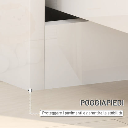 Modern and Minimalist 2-Drawer Chest of Drawers, Chipboard Wood Dresser, 40x40x48 cm, Glossy White