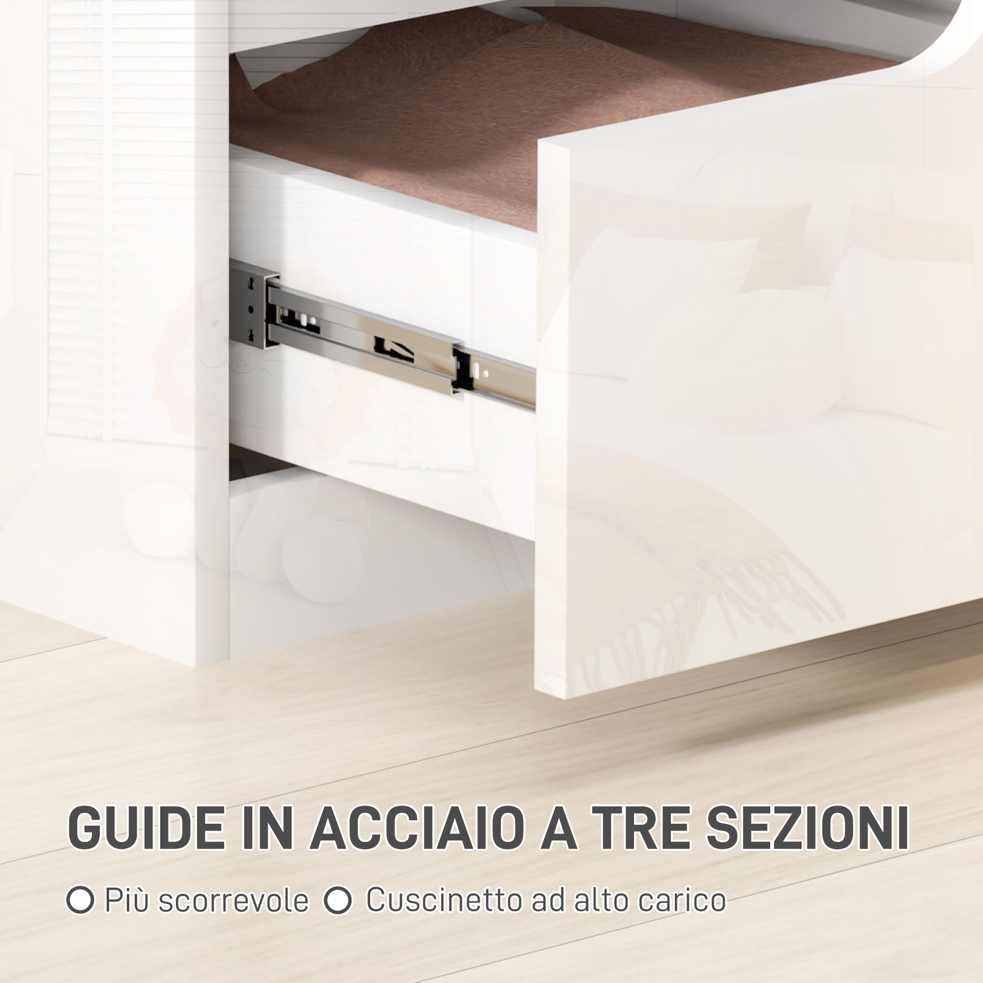 Modern and Minimalist 2-Drawer Chest of Drawers, Chipboard Wood Dresser, 40x40x48 cm, Glossy White