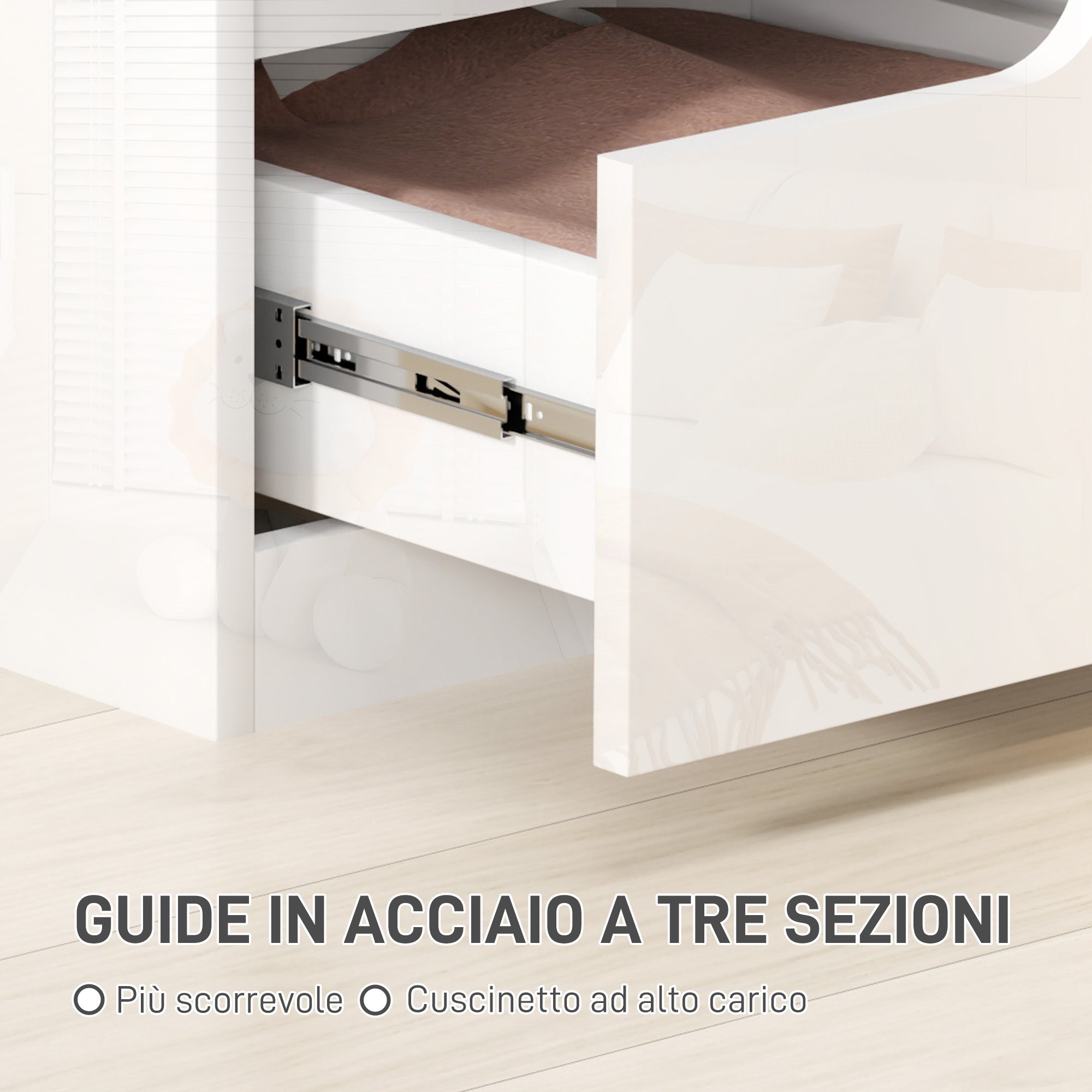 Modern and Minimalist 2-Drawer Chest of Drawers, Chipboard Wood Dresser, 40x40x48 cm, Glossy White