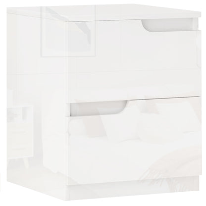 Modern and Minimalist 2-Drawer Chest of Drawers, Chipboard Wood Dresser, 40x40x48 cm, Glossy White