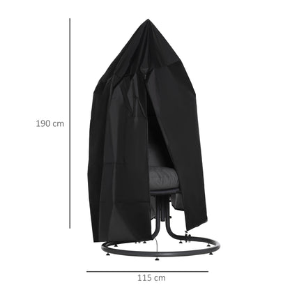 Hanging Chair Cover Waterproof Windproof Protective Cover with Zipper 210D Oxford Covers for Hanging Basket Swing Chair Hammock Ø115 x 190H cm Black