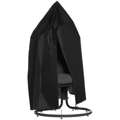 Hanging Chair Cover Waterproof Windproof Protective Cover with Zipper 210D Oxford Covers for Hanging Basket Swing Chair Hammock Ø115 x 190H cm Black