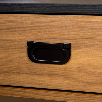 Industrial Design Computer Desk with Large Desk and Shelf Drawer in Particle Board 110 x 50 x 76 cm Walnut and Black Appearance