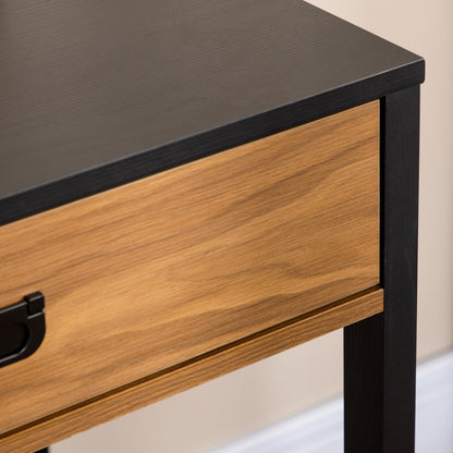 Industrial Design Computer Desk with Large Desk and Shelf Drawer in Particle Board 110 x 50 x 76 cm Walnut and Black Appearance