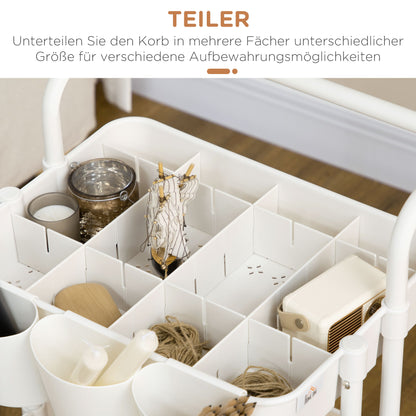 3-Tier Kitchen Cart with Handle, Rolling Kitchen Rack with Hooks and Storage Baskets, Multipurpose Cart for Kitchen Office Bathroom, White