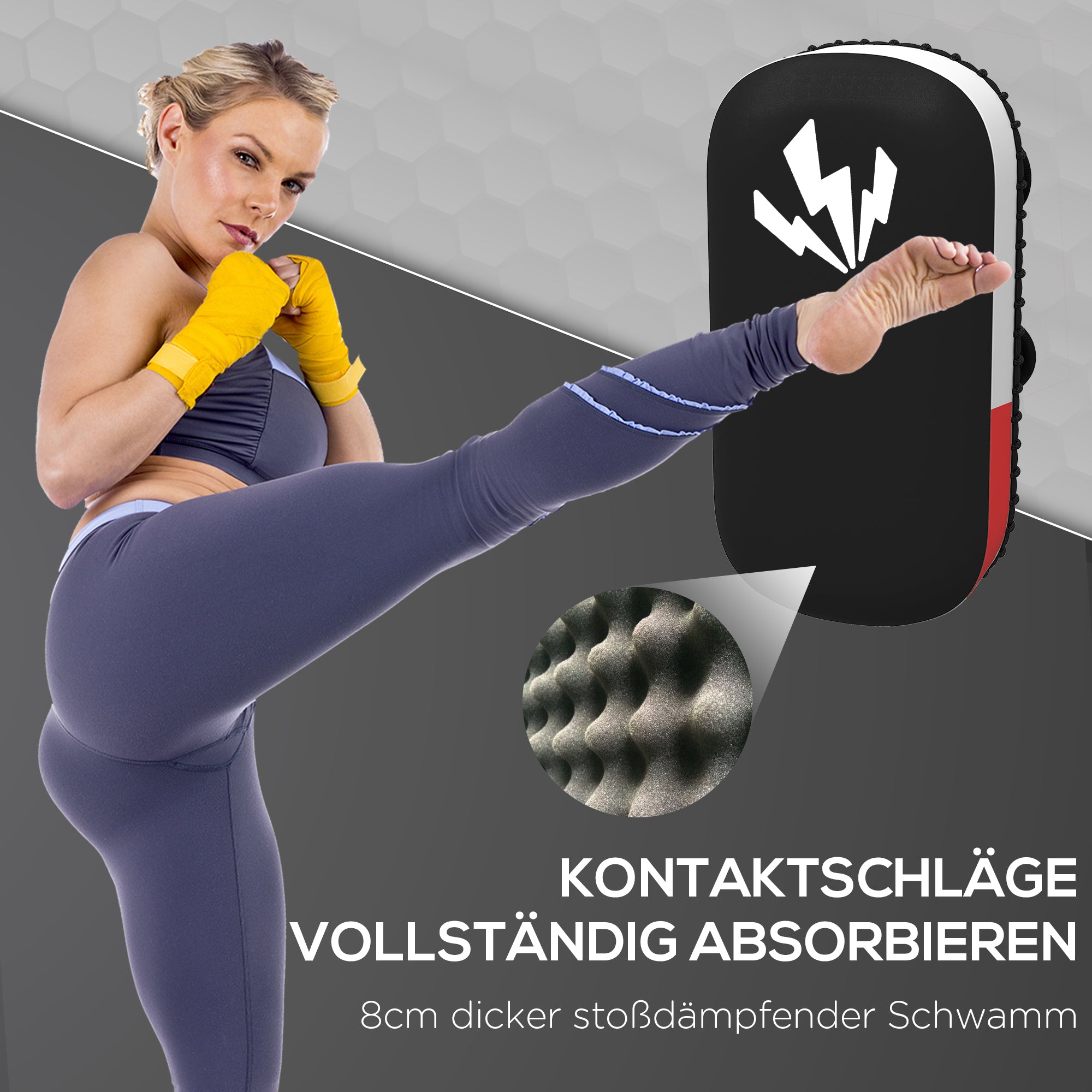SPORTNOW Pratzen Kickboxing Kick Pad for Muay Thai Boxing Mitts Trainer Pads Punching Pads for Coaching, Training, Synthetic Leather Cover
