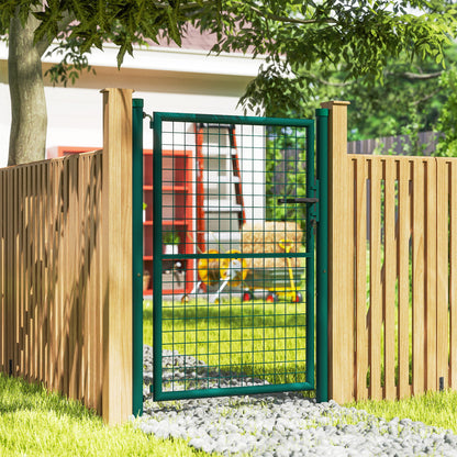Steel Garden Gate 97 x 175 cm with lock, keys, and handle, arrow decoration, outdoor patio gate, green