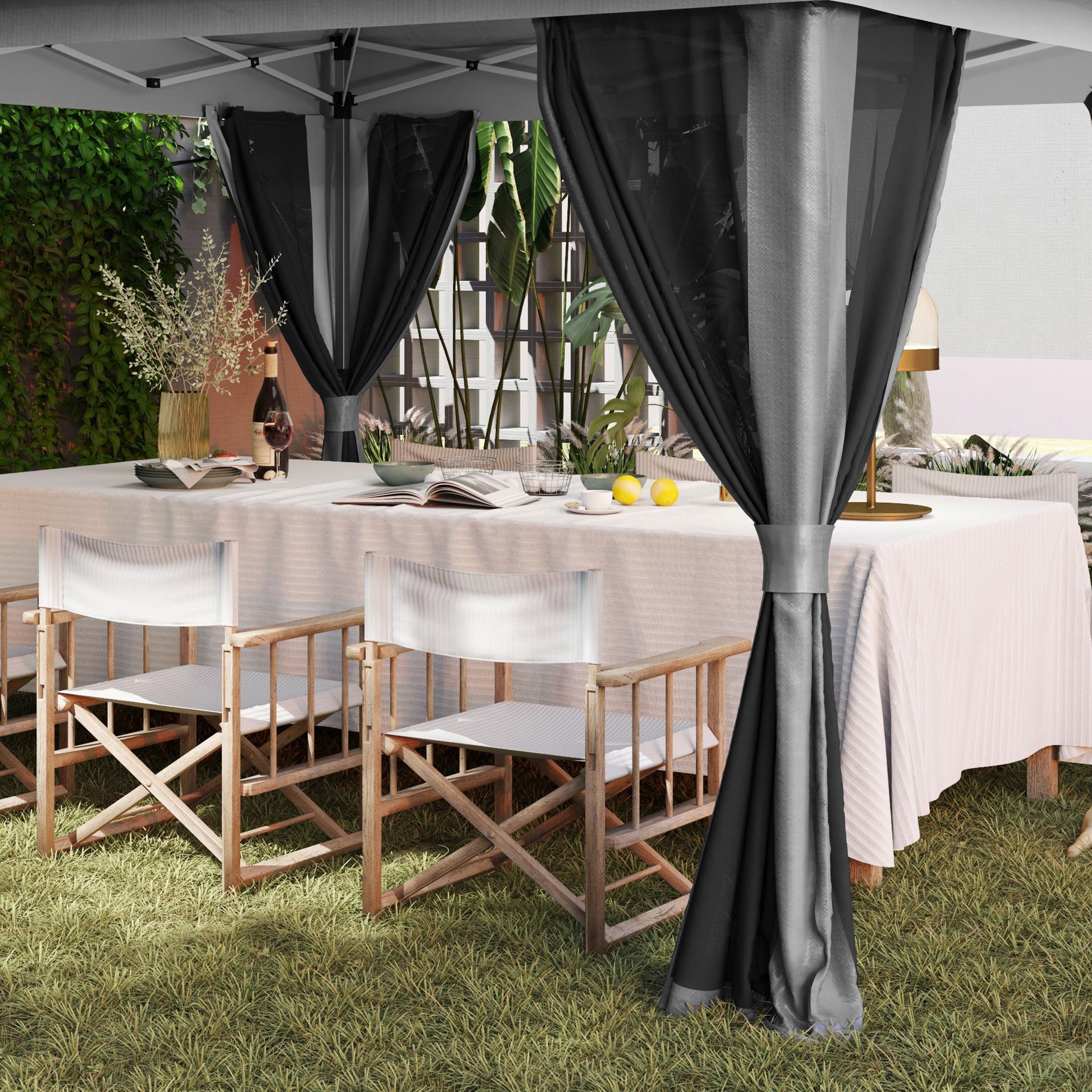Folding Gazebo 3.6x3.6 m Pop-Up Canopy with 4 Anti-UV Mesh Side Walls Adjustable Height Sandbag and Carrying Bag for Camping Parties Dark Grey