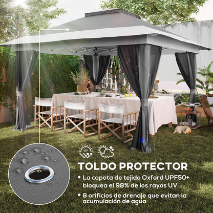 Folding Gazebo 3.6x3.6 m Pop-Up Canopy with 4 Anti-UV Mesh Side Walls Adjustable Height Sandbag and Carrying Bag for Camping Parties Dark Grey