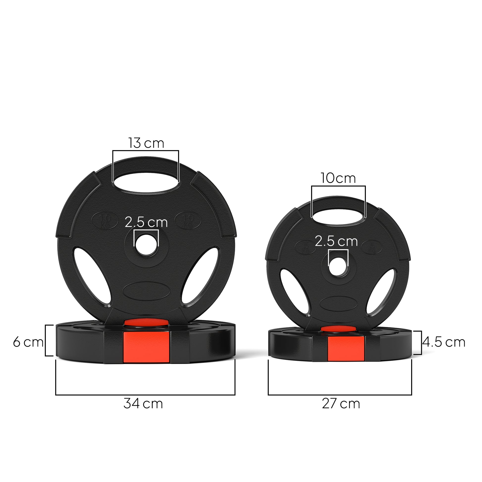 SPORTNOW 4-Piece Weight Plates Set, 2 x 5kg/10kg Weights, Weight Plates Set, Weight Discs for 2.5 cm Barbell, Ø 25 mm Bore, Black