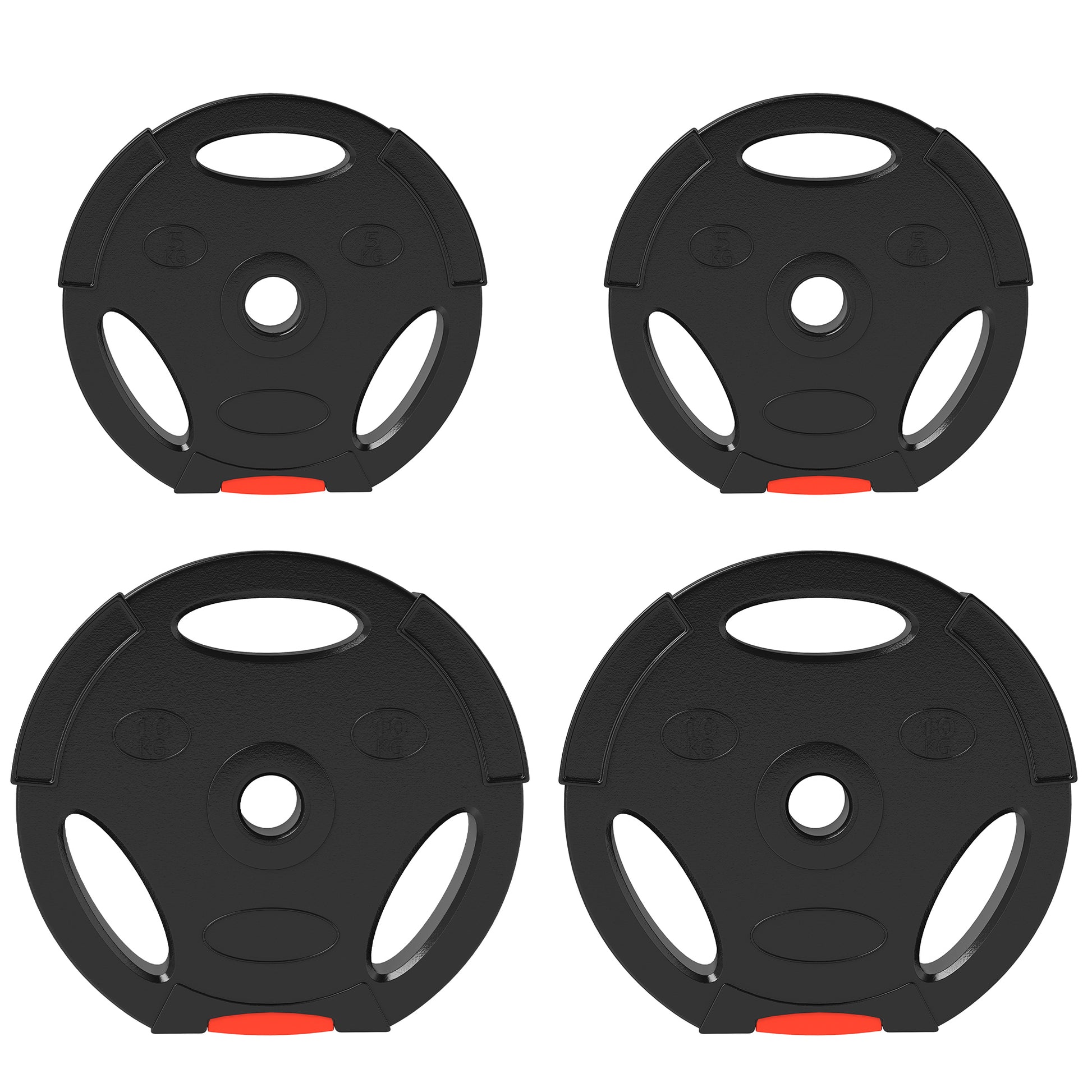 SPORTNOW 4-Piece Weight Plates Set, 2 x 5kg/10kg Weights, Weight Plates Set, Weight Discs for 2.5 cm Barbell, Ø 25 mm Bore, Black