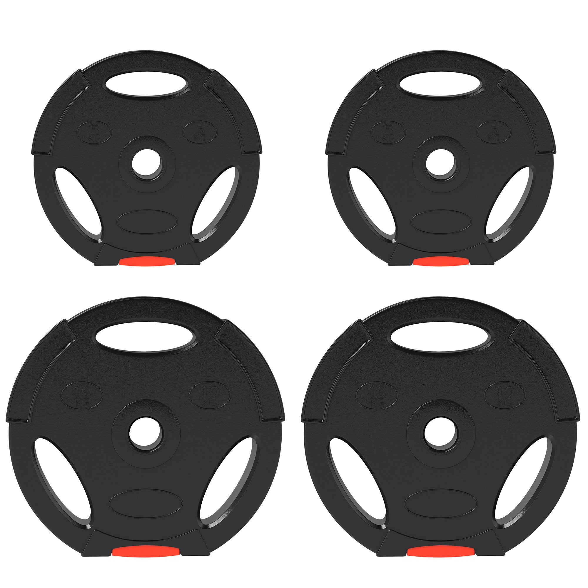 SPORTNOW 4-Piece Weight Plates Set, 2 x 5kg/10kg Weights, Weight Plates Set, Weight Discs for 2.5 cm Barbell, Ø 25 mm Bore, Black
