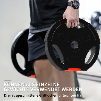 SPORTNOW 4-Piece Weight Plates Set, 2 x 5kg/10kg Weights, Weight Plates Set, Weight Discs for 2.5 cm Barbell, Ø 25 mm Bore, Black