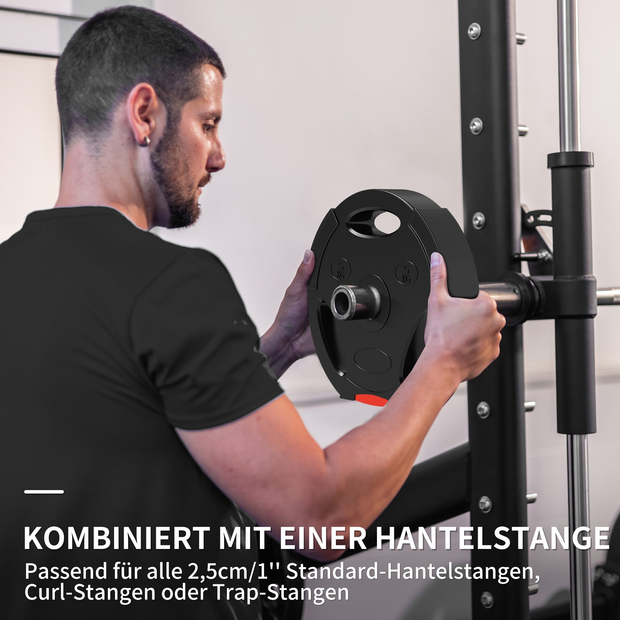 SPORTNOW 4-Piece Weight Plates Set, 2 x 5kg/10kg Weights, Weight Plates Set, Weight Discs for 2.5 cm Barbell, Ø 25 mm Bore, Black