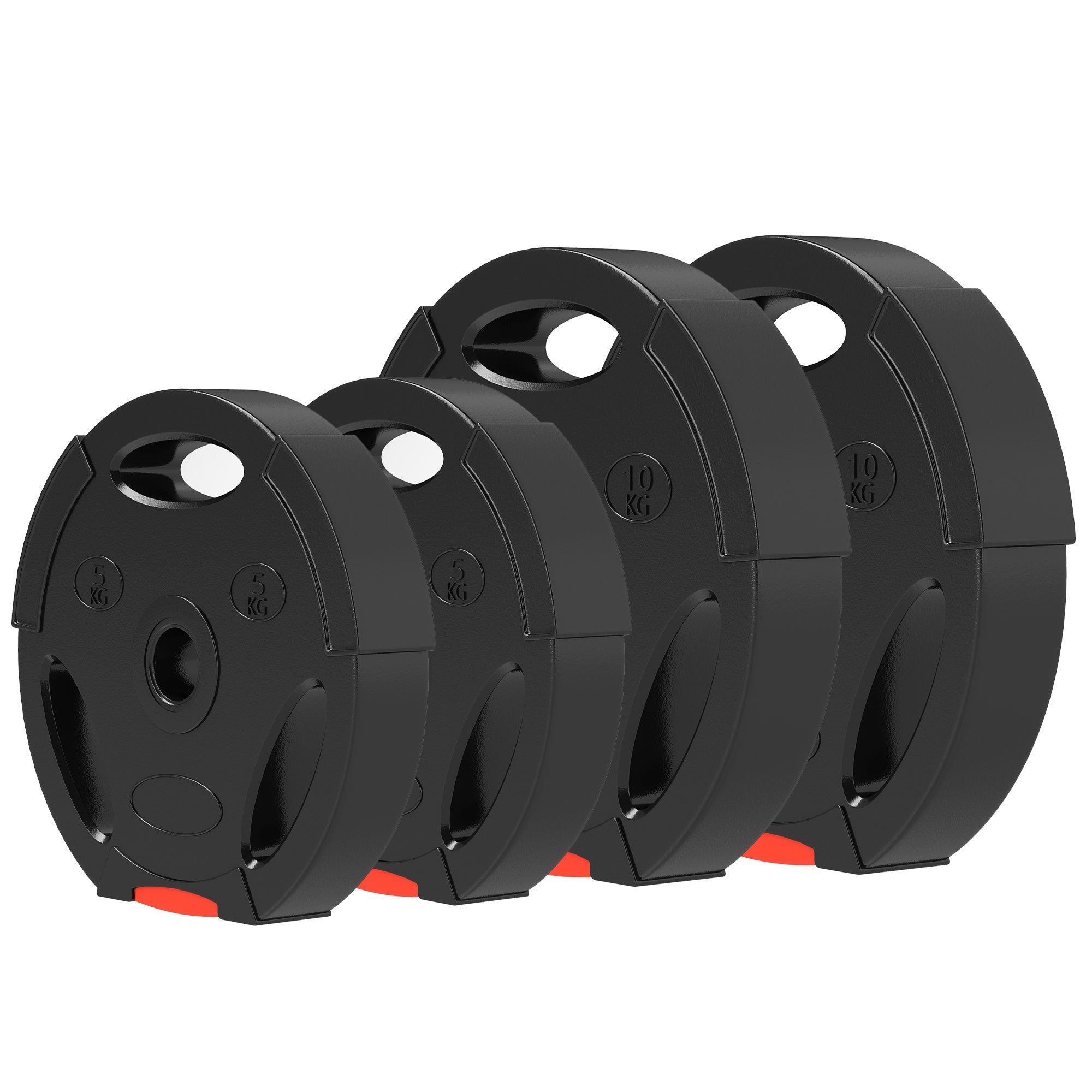 SPORTNOW 4-Piece Weight Plates Set, 2 x 5kg/10kg Weights, Weight Plates Set, Weight Discs for 2.5 cm Barbell, Ø 25 mm Bore, Black