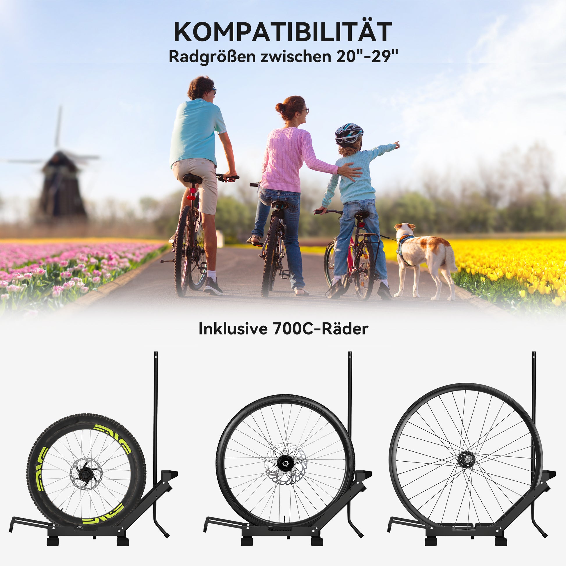 SPORTNOW Bike Stand for Bikes Steel Bike Holder with 80 mm Tire Width Freestanding Floor Bike Rack Multi-Bike Stand Parking Stand Bike Stand for Floor 75 x 41 x 81H cm Black