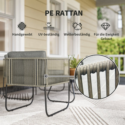 Garden Furniture Set made of Poly Rattan Lounge Set with Sofa Chair Table Cushions Weatherproof Seating Group for 4 People Balcony Furniture Set Garden Lounge Terrace Furniture for Garden Balcony Brown+Dark Gray