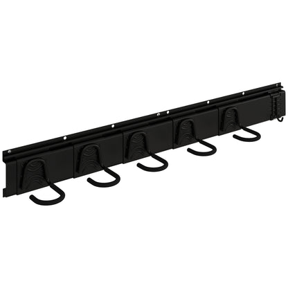 SPORTNOW Wall-Mounted Bike Rack, Bike Storage Rack for 5 Bikes and 3 Helmets, Adjustable Storage Hooks, Bike Rack, 121.5 x 10 cm Black