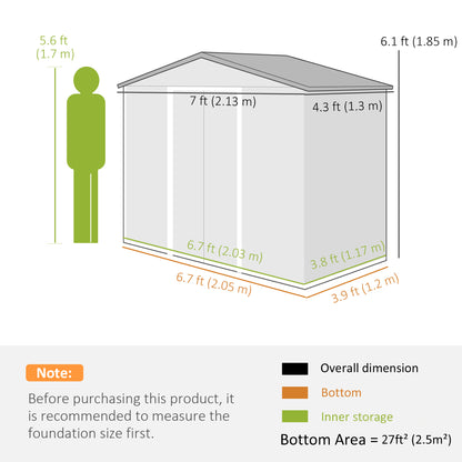 Garden Shed 2.42 m², Garden House with Gable Roof, Sliding Door, Foundation, 213 x 130 x 185 cm, Outdoor Storage Shed Made of Galvanized Steel, Weatherproof, for Garden, Grey