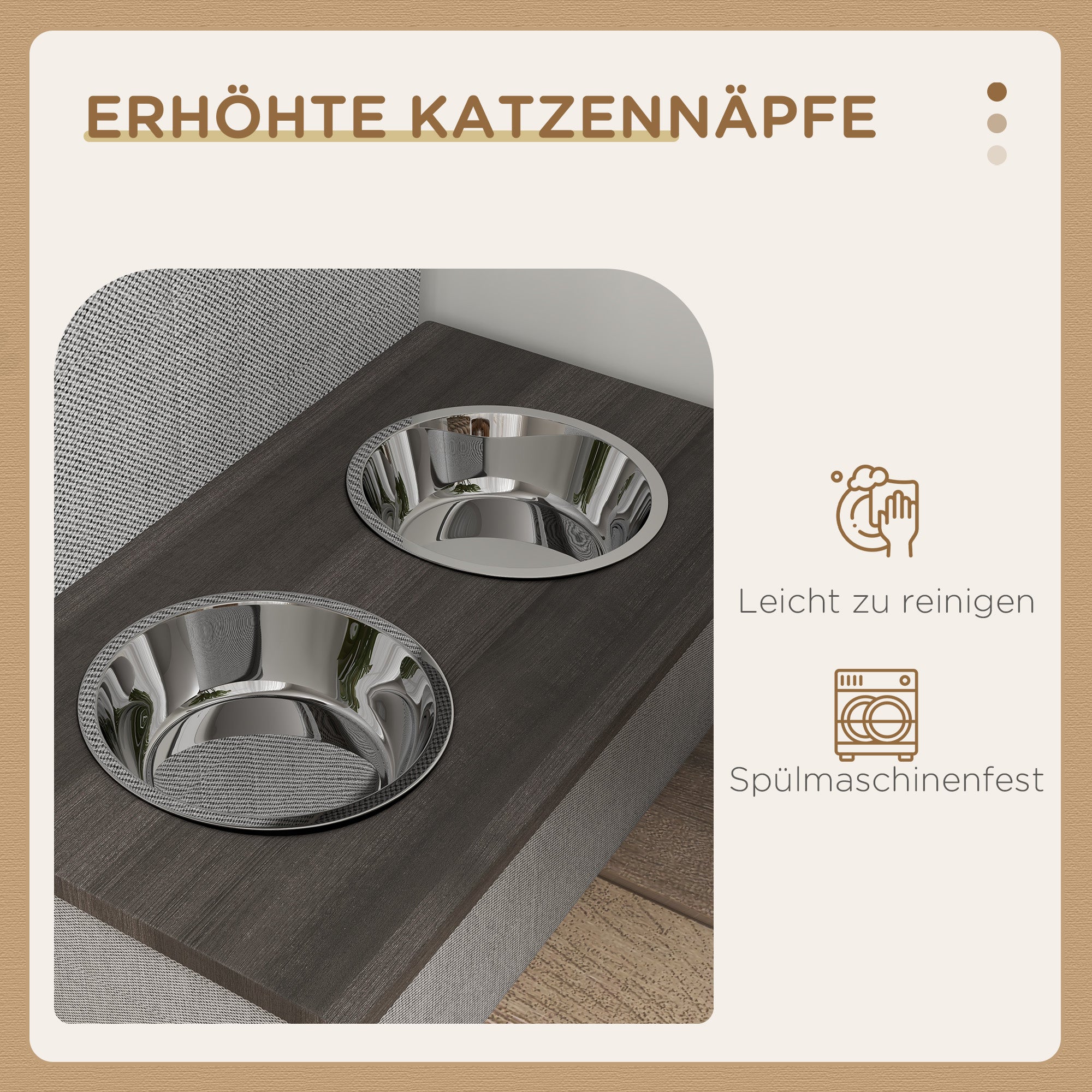 Cat Cave, Cat House, Cat Hut with 2 Stainless Steel Bowls, Cat Bed with Cushion, Scratching Pad, Dog House for Cats and Dogs up to 8 kg, Polyester, 78 x 48 x 49.5 cm, Gray