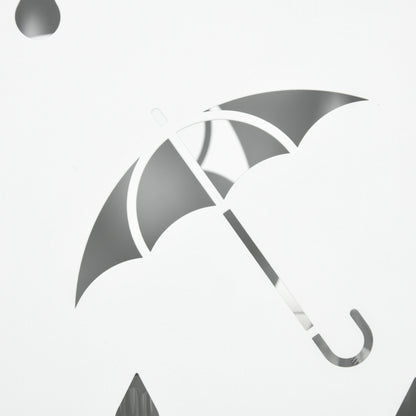 Umbrella Stand with 4 Hooks, Water Collection Tray Umbrella Holder for Hallway, Umbrellas & Walking Sticks Steel 15.5 x 15.5 x 40 cm White