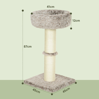 Cat Tree 87 cm High Cat Tower with Bed, Thick Pole, Cat Scratching Post with Sisal Scratching Columns, for Cats Up to 6 kg, Indoor, Brown