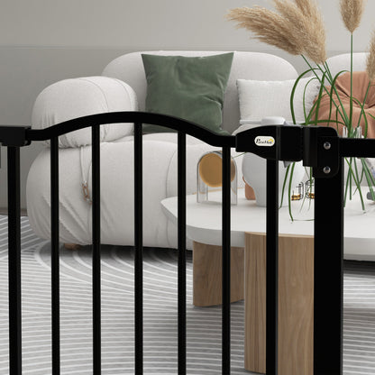78 cm Indoor Dog Gate, Safety Dog Gate, Extendable Dog Barrier 74-87 cm with Double Lock and Auto Close for Stairs and Door, Black