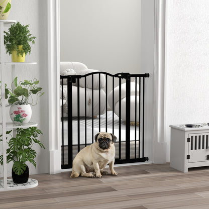 78 cm Indoor Dog Gate, Safety Dog Gate, Extendable Dog Barrier 74-87 cm with Double Lock and Auto Close for Stairs and Door, Black
