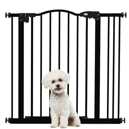 78 cm Indoor Dog Gate, Safety Dog Gate, Extendable Dog Barrier 74-87 cm with Double Lock and Auto Close for Stairs and Door, Black