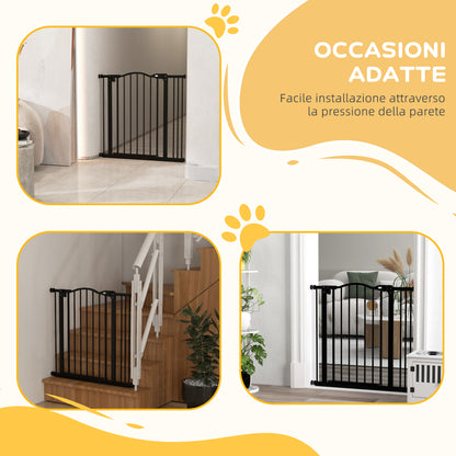 78 cm Indoor Dog Gate, Safety Dog Gate, Extendable Dog Barrier 74-87 cm with Double Lock and Auto Close for Stairs and Door, Black