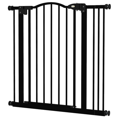 78 cm Indoor Dog Gate, Safety Dog Gate, Extendable Dog Barrier 74-87 cm with Double Lock and Auto Close for Stairs and Door, Black