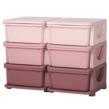 Drawer Cabinet for Kids with Storage Space Storage Boxes Toy Organizer Toy Chest Six Levels for Kids' Room 3-6 Years Children's Furniture Pink 75 x 37 x 56.5 cm