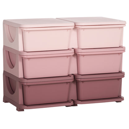 Drawer Cabinet for Kids with Storage Space Storage Boxes Toy Organizer Toy Chest Six Levels for Kids' Room 3-6 Years Children's Furniture Pink 75 x 37 x 56.5 cm