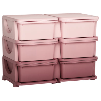 Drawer Cabinet for Kids with Storage Space Storage Boxes Toy Organizer Toy Chest Six Levels for Kids' Room 3-6 Years Children's Furniture Pink 75 x 37 x 56.5 cm