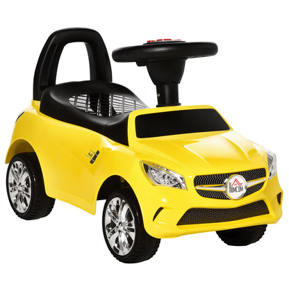 Ride-On Car for Kids with Steering Wheel, Headlights, and Integrated Music, Car for Kids in PP and Metal, 63.5x28x36 cm, Yellow