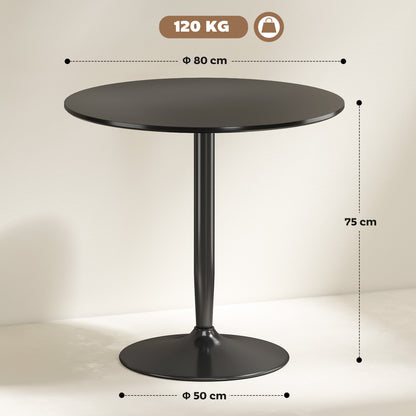 Round Dining Table 31.5" Ø x 29.5" H – 2-Person Kitchen Table with Powder-Coated Steel Pedestal and Anti-Slip Feet, Modern Small Dining Table, Black
