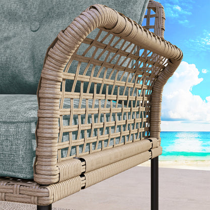 5-Piece Gray Synthetic Rattan Garden Furniture Set Outdoor Garden Includes 2 Corner Sofas, 1 Outdoor Sofa, 1 Footstool, 1 Coffee Table with Cushions