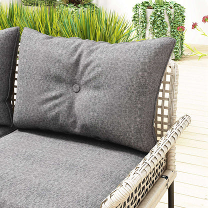 5-Piece Gray Synthetic Rattan Garden Furniture Set Outdoor Garden Includes 2 Corner Sofas, 1 Outdoor Sofa, 1 Footstool, 1 Coffee Table with Cushions