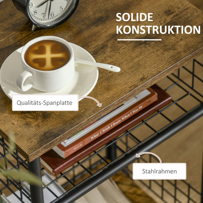 Kitchen Cart Trolley with 3 Levels Serving Cart with Worktop and 2 Storage Baskets, Kitchen Shelf on Wheels, Storage Cart for Kitchen Bathroom Office Living Room Rustic Brown