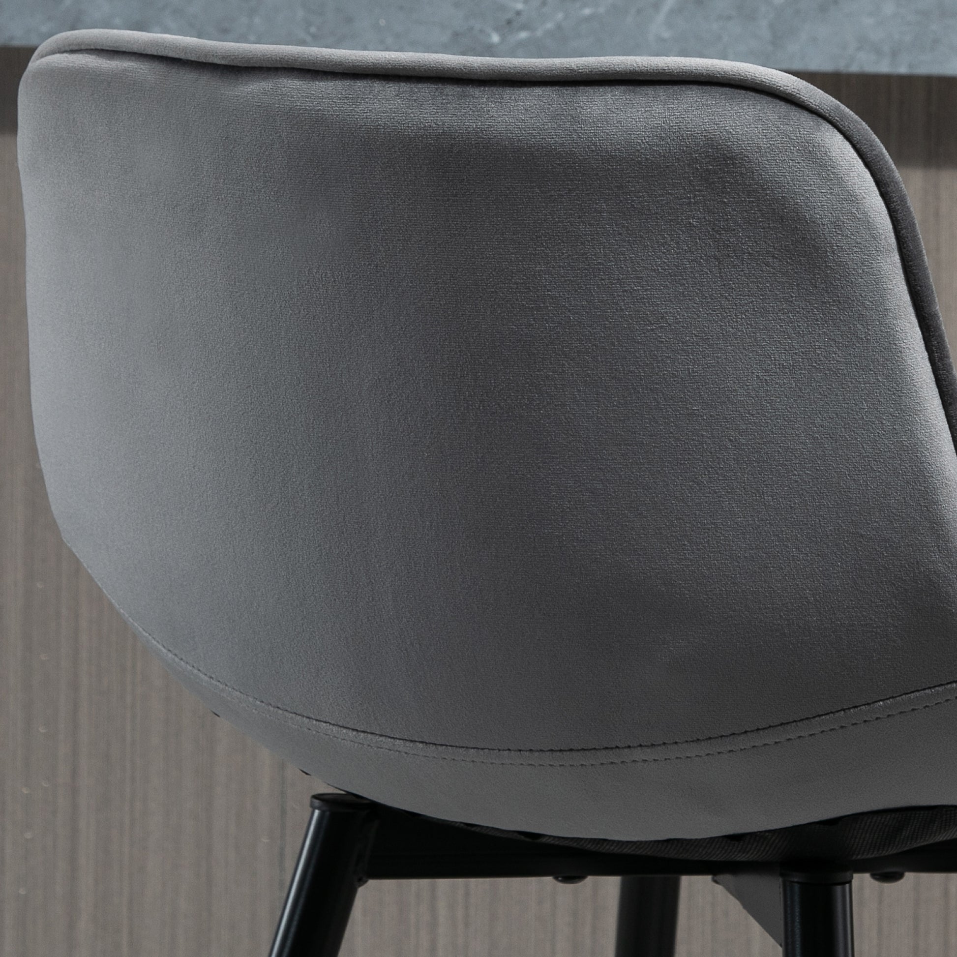 Set of 2 High Stools in Nordic Style with Backrest and Footrest, Stools with Velvet Effect Fabric and Metal, 45x47x88 cm, Gray