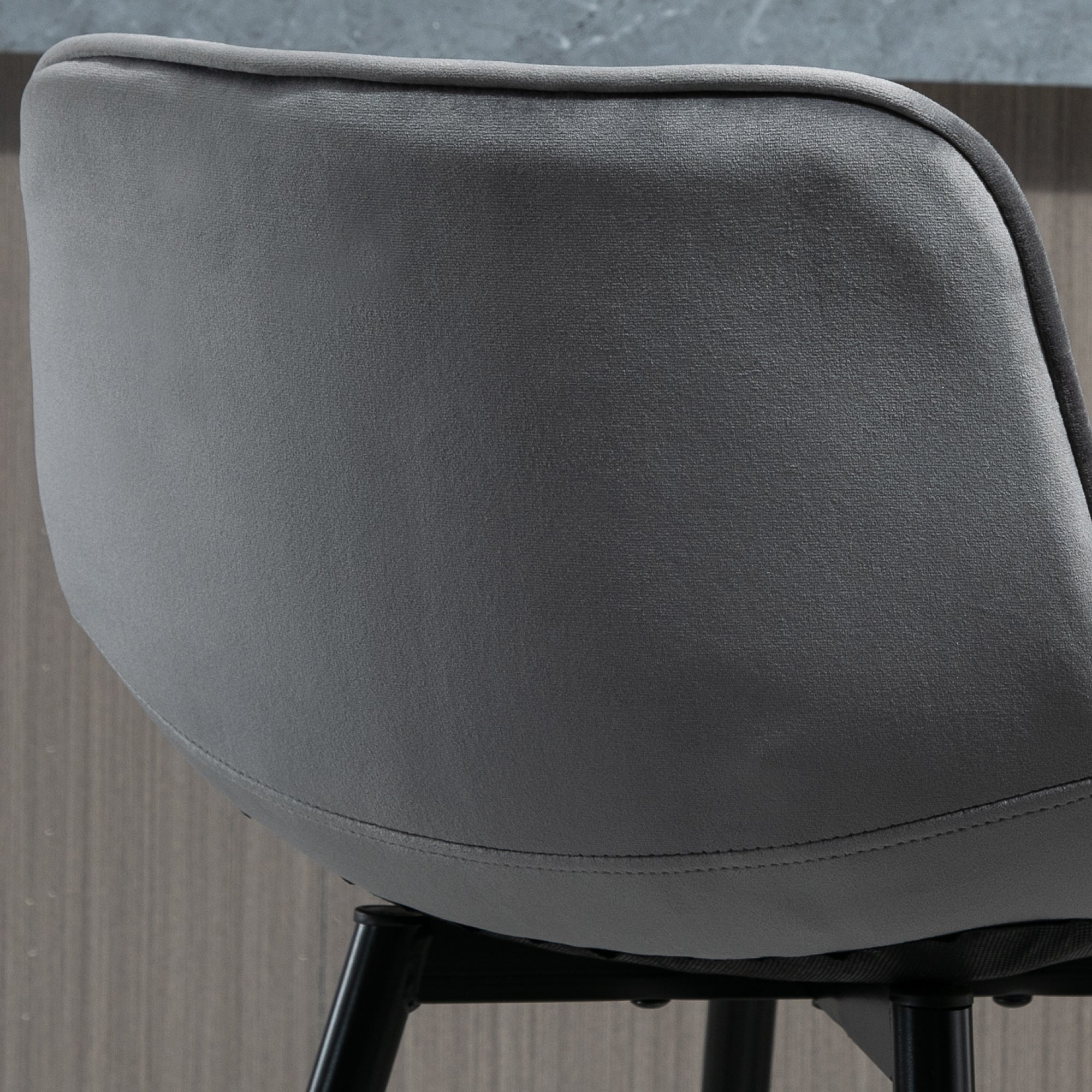 Set of 2 High Stools in Nordic Style with Backrest and Footrest, Stools with Velvet Effect Fabric and Metal, 45x47x88 cm, Gray