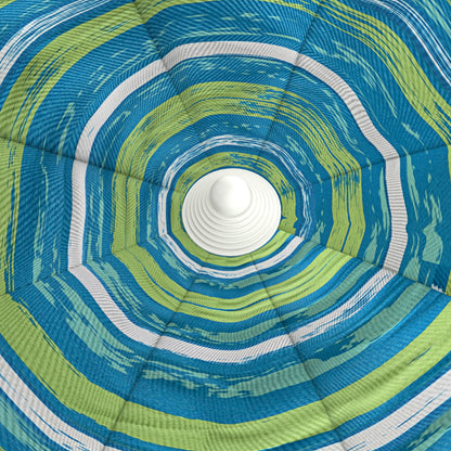 Beach Umbrella Ø190x215 cm Patio Umbrella with 45° Tilt Adjustable Height Table with Cup Holders Anti-UV Waterproof Carry Bag for Garden Pool Multicolor