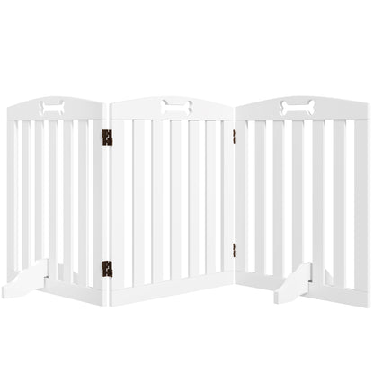Dog Barrier 3-piece, 155 x 61 cm Foldable Door Guard with 2 Support Feet, Freestanding Dog Gate, Stair Gate for Medium Dogs, for Hallway, Stairs, White