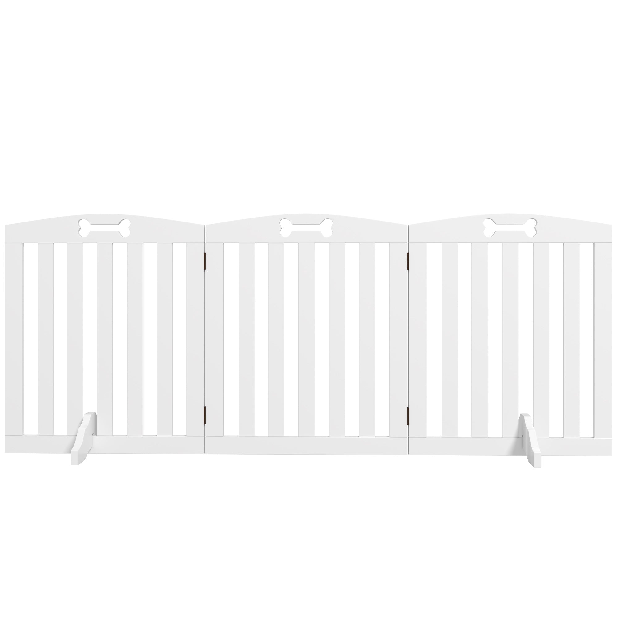 Dog Barrier 3-piece, 155 x 61 cm Foldable Door Guard with 2 Support Feet, Freestanding Dog Gate, Stair Gate for Medium Dogs, for Hallway, Stairs, White