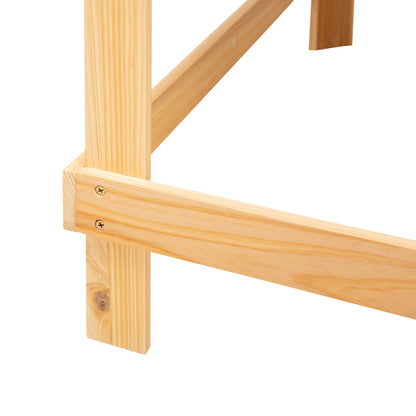 Rectangular Raised Planter with Side Shelves and Non-woven Fabric Cover 130 x 75 x 75 cm Natural