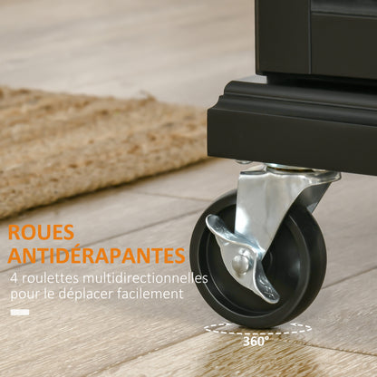 Kitchen Island Cart with Stainless Steel Top, Adjustable Shelf, Drawer, Spice Rack, Knife Holder, and Towel Rack, 83.5 x 45.7 x 90.5 cm, Black