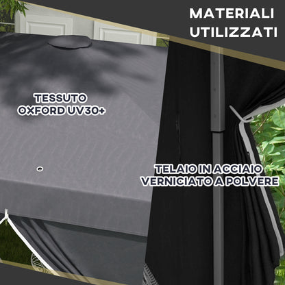 3x3 Pop-up Gazebo for 6-9 People with Adjustable Height, Drainage Holes, and Carrying Bag, Foldable Metal Gazebo with Ropes, Stakes, and Bags, Dark Gray